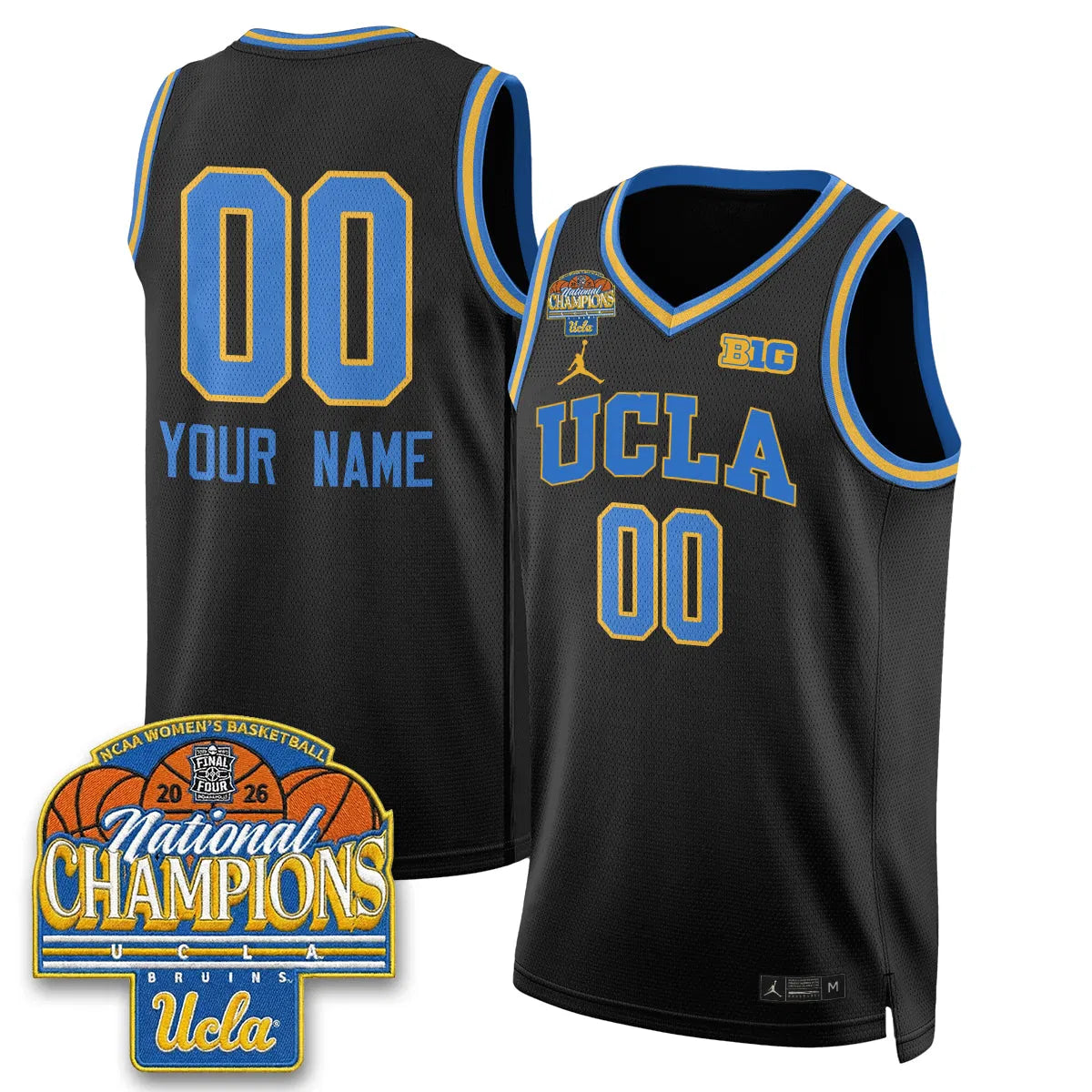 Personalized UCLA Women's Basketball National Champion 2026 Limited Custom Jersey -  Stitched - Black / Your Name Stitched