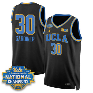 Personalized UCLA Women's Basketball National Champion 2026 Gear Limited Jersey -  Stitched - Black / Timea Gardiner Stitched
