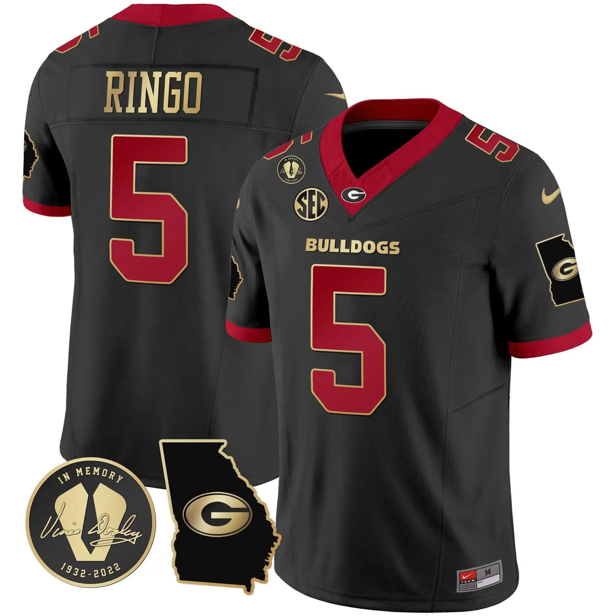 Personalized GB 2026 Vapor Jersey V3 - Georgia Map - Black Gold Trim / Kelee Ringo Stitched