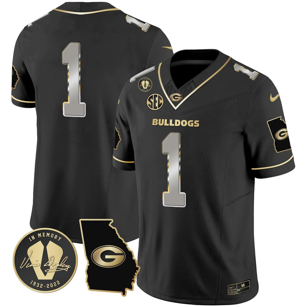 Personalized GB 2026 Vapor Jersey V3 - Georgia Map - Black Limited / #1 Team Stitched