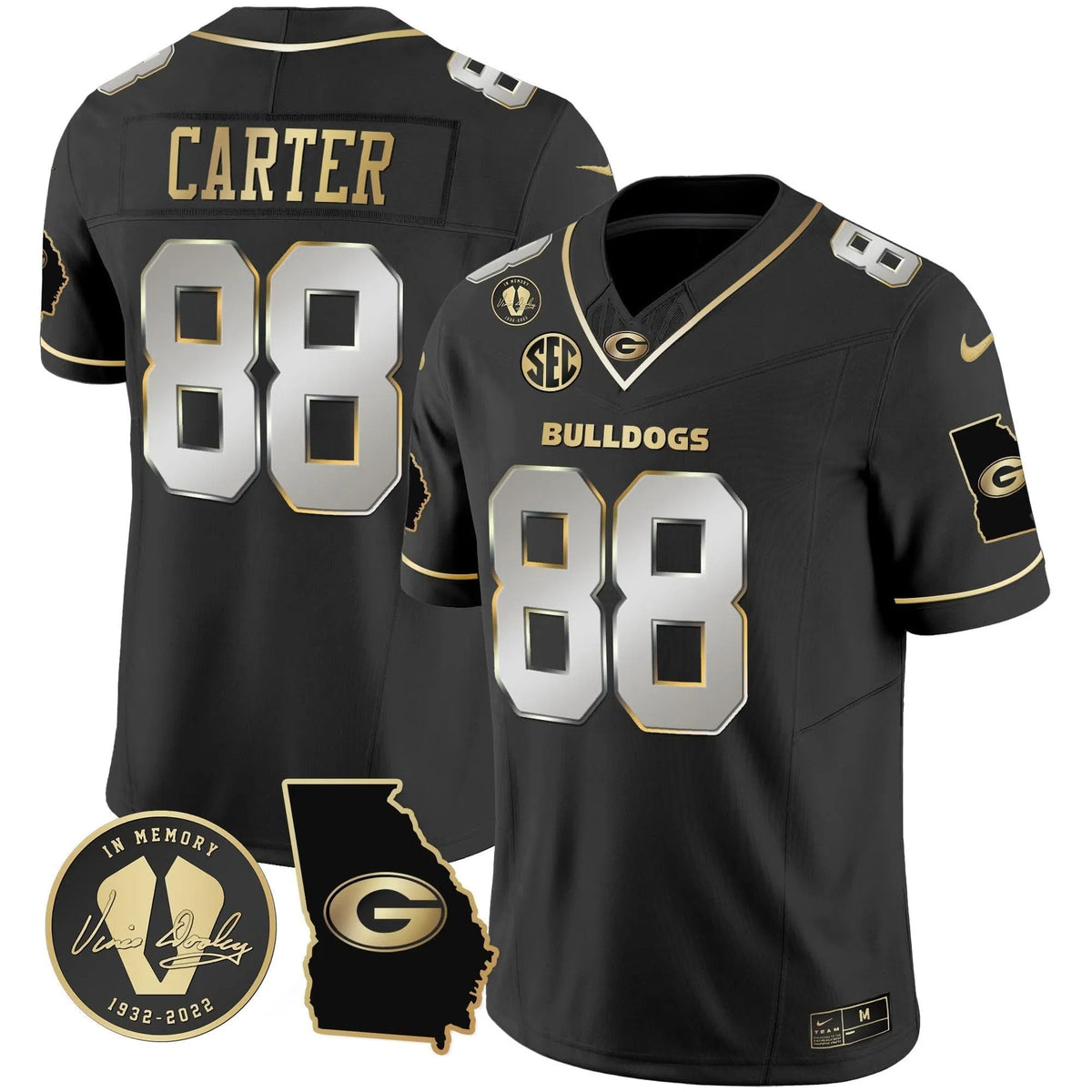 Personalized GB 2026 Vapor Jersey V3 - Georgia Map - Black Limited / Jalen Carter Stitched