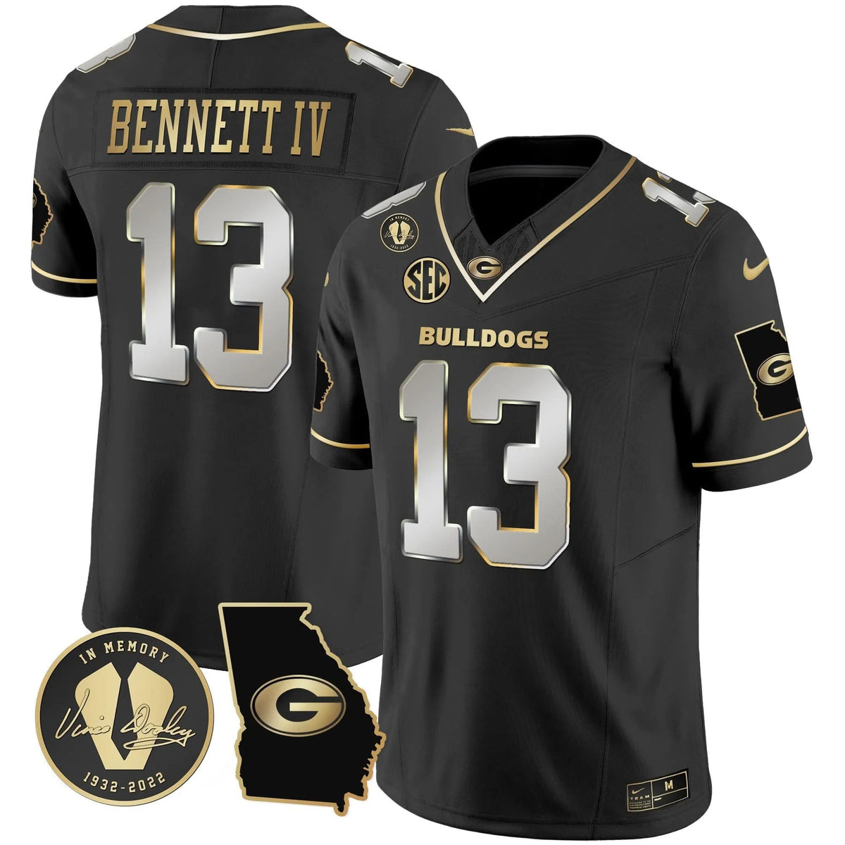 Personalized GB 2026 Vapor Jersey V3 - Georgia Map - Black Limited / Stetson Bennett Stitched