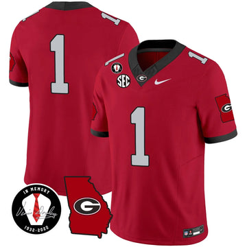 Personalized GB 2026 Vapor Jersey V3 - Georgia Map - Red / #1 Team Stitched