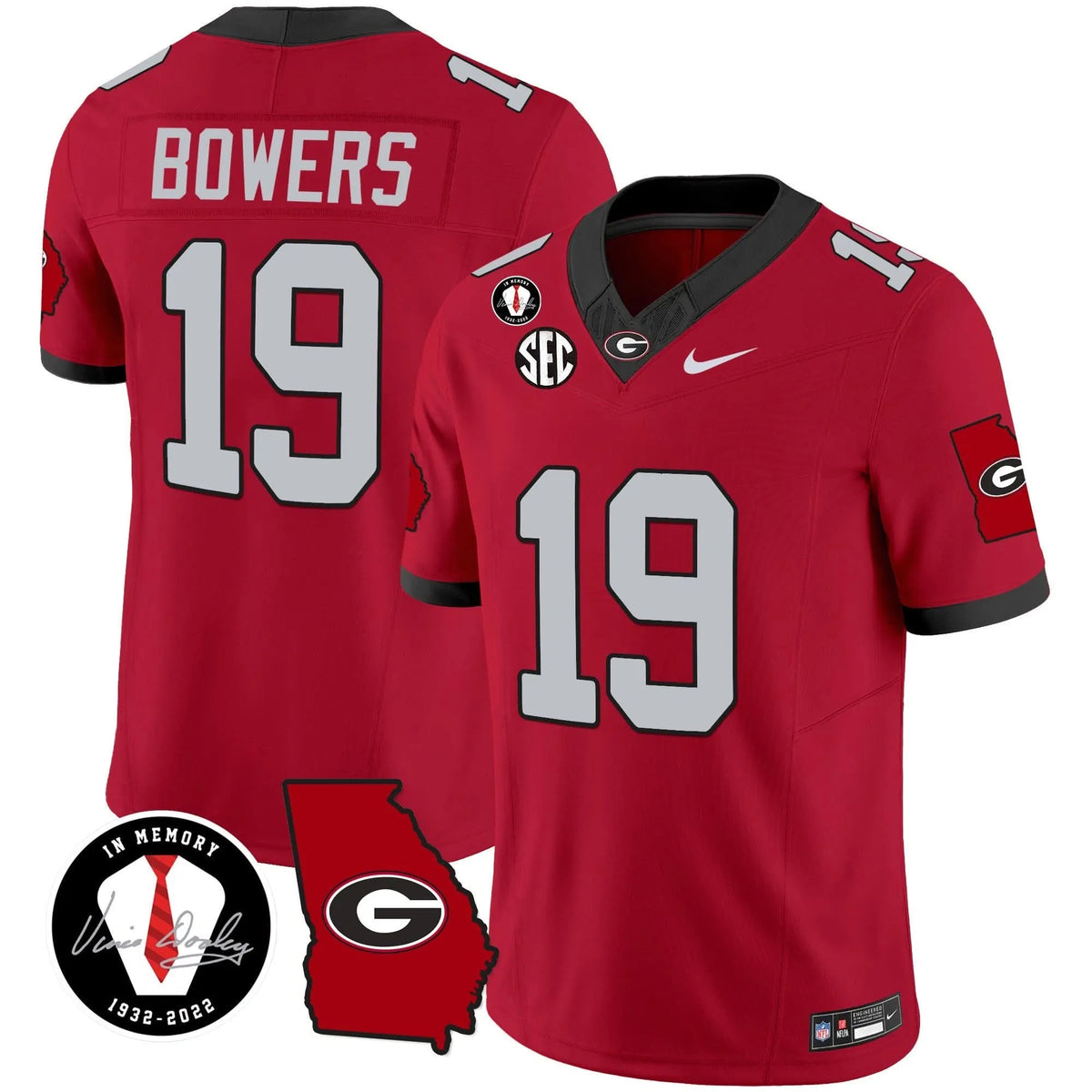 Personalized GB 2026 Vapor Jersey V3 - Georgia Map - Red / Brock Bowers Stitched