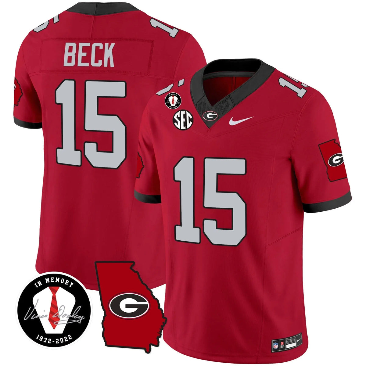 Personalized GB 2026 Vapor Jersey V3 - Georgia Map - Red / Carson Beck Stitched