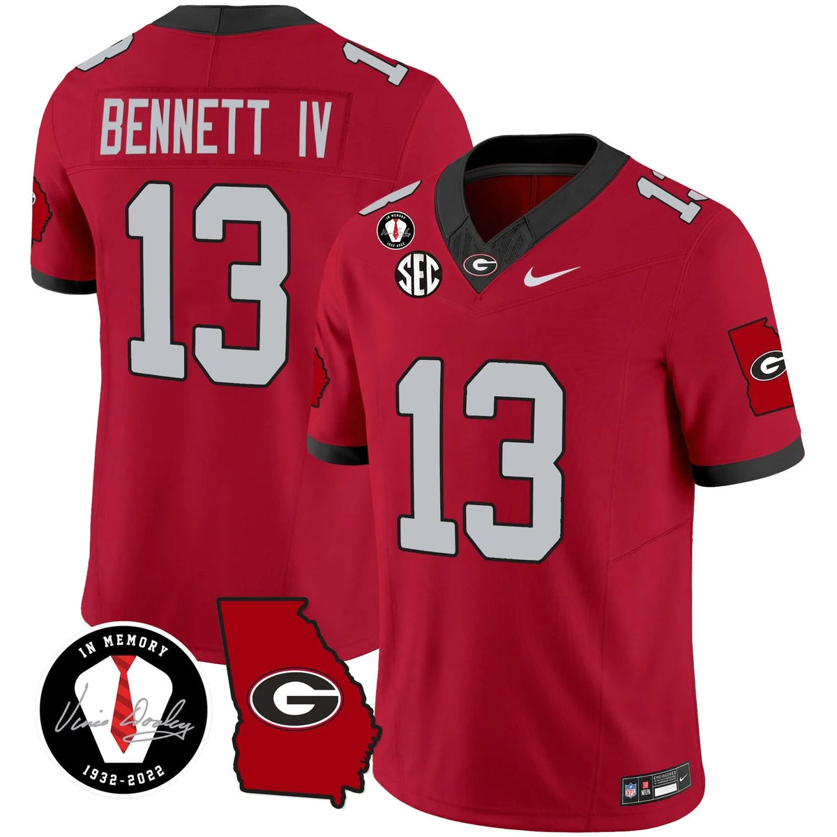 Personalized GB 2026 Vapor Jersey V3 - Georgia Map - Red / Stetson Bennett Stitched