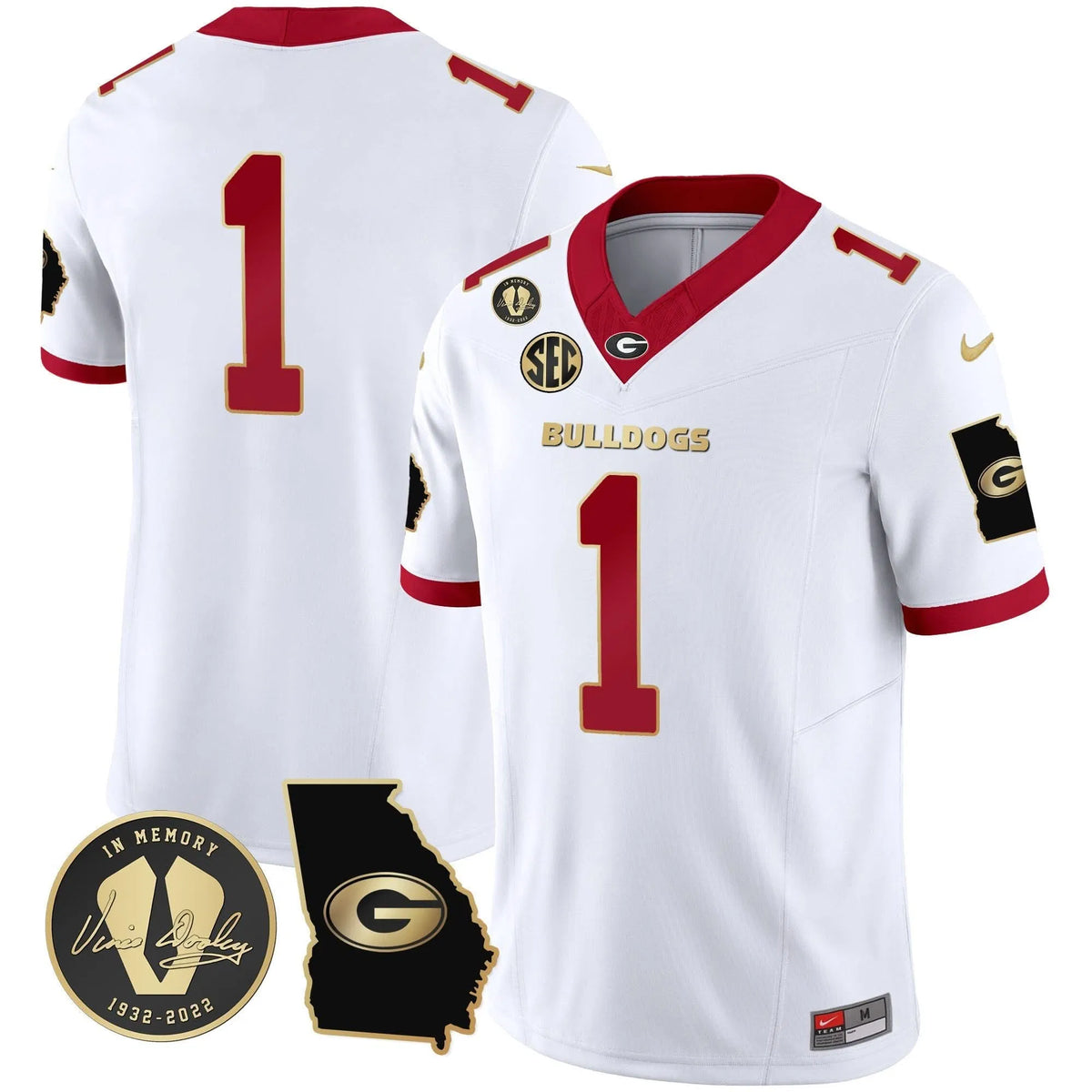 Personalized GB 2026 Vapor Jersey V3 - Georgia Map - White Gold Trim / #1 Team Stitched