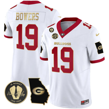 Personalized GB 2026 Vapor Jersey V3 - Georgia Map - White Gold Trim / Brock Bowers Stitched