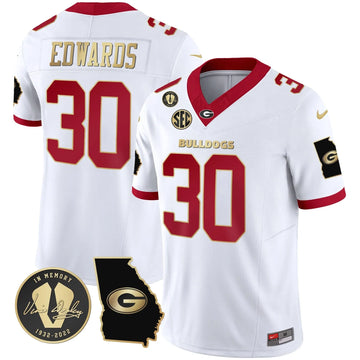 Personalized GB 2026 Vapor Jersey V3 - Georgia Map - White Gold Trim / Daijun Edwards Stitched