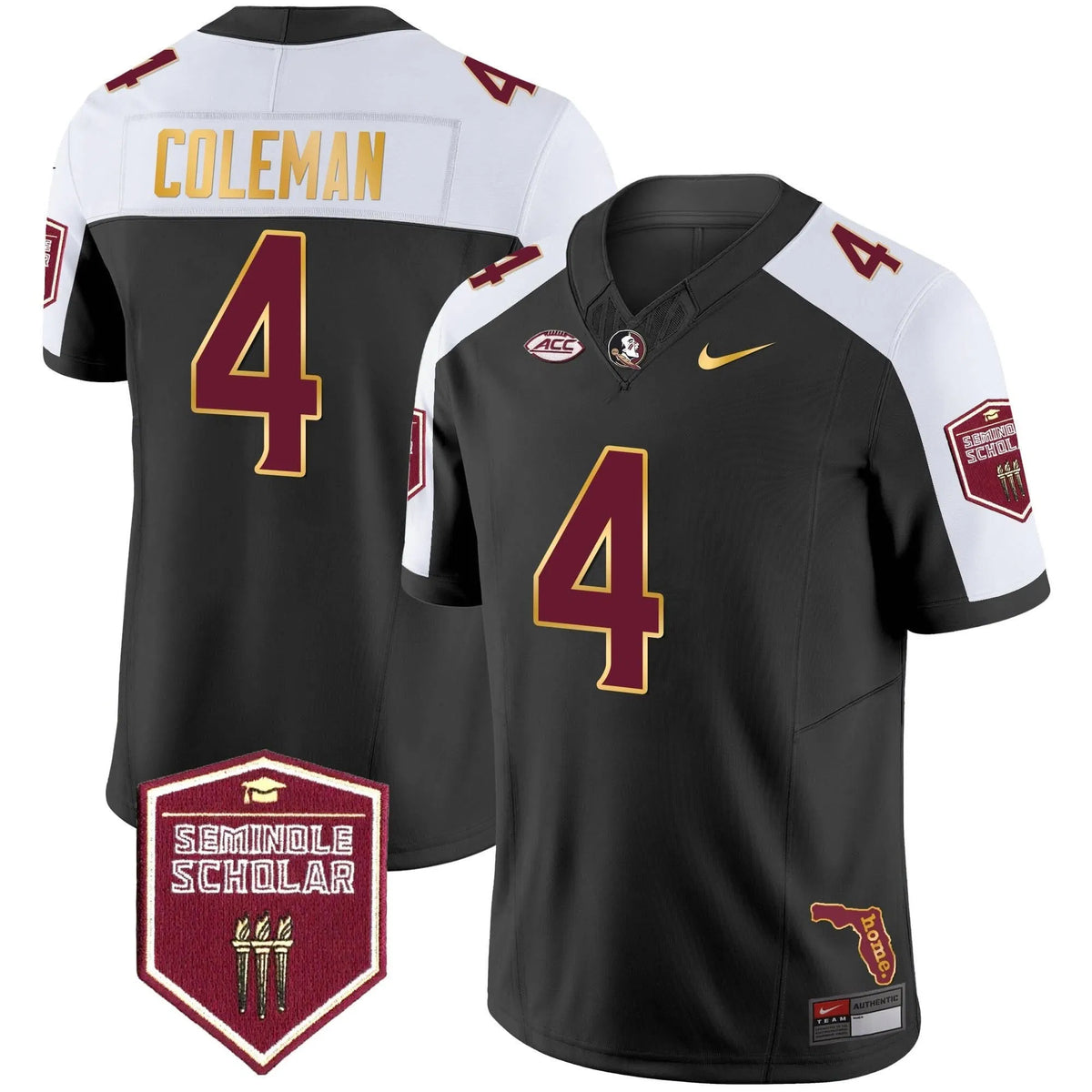 Personalized FSS Gold Trim Vapor Jersey - Black Alternate / Keon Coleman Stitched