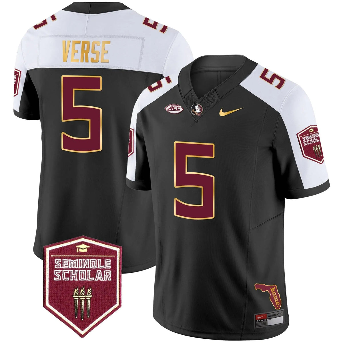 Personalized FSS Gold Trim Vapor Jersey - Black Alternate / Jared Verse Stitched
