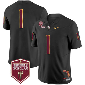 Personalized FSS Gold Trim Vapor Jersey - Black / #1 Team Stitched