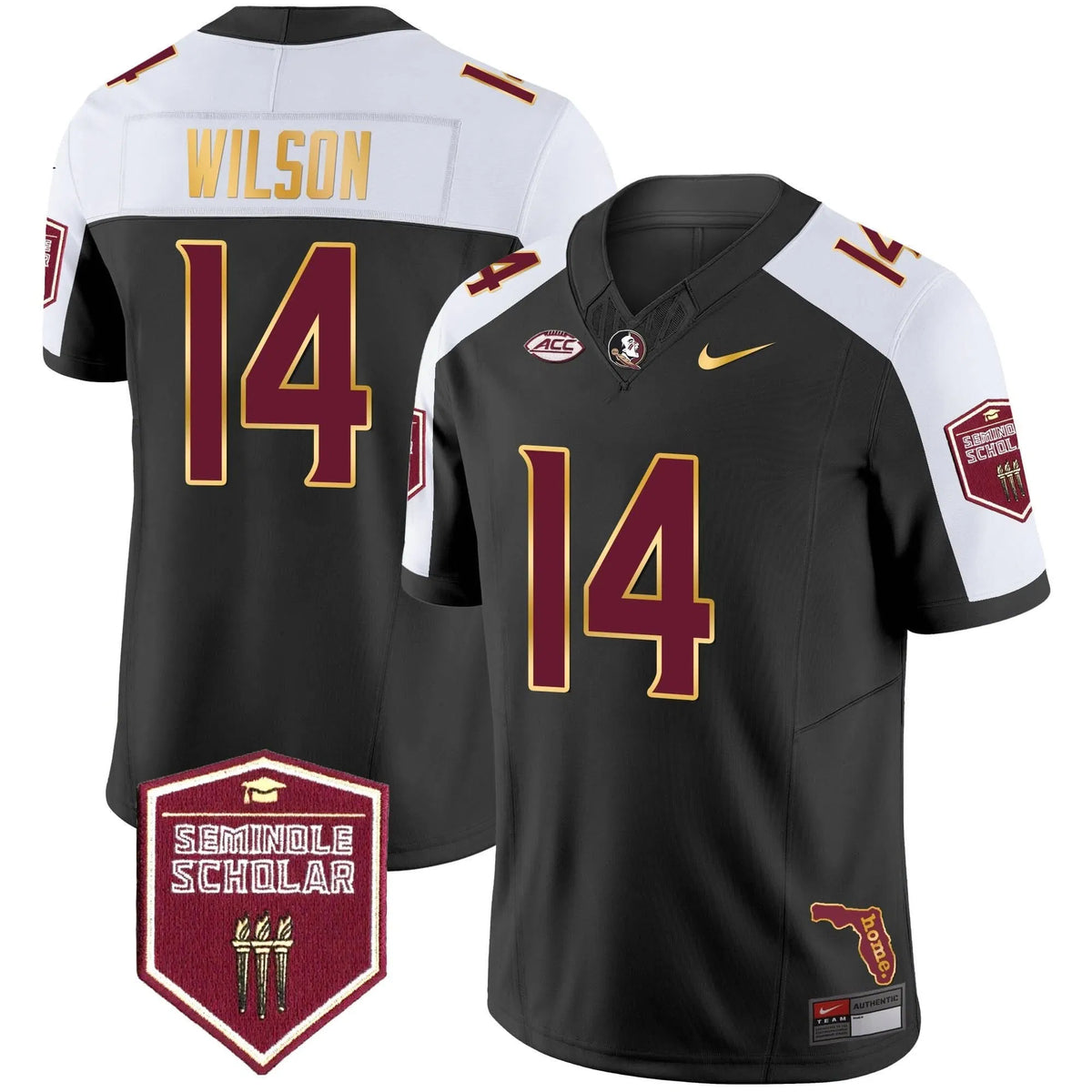 Personalized FSS Gold Trim Vapor Jersey - Black Alternate / Johnny Wilson Stitched