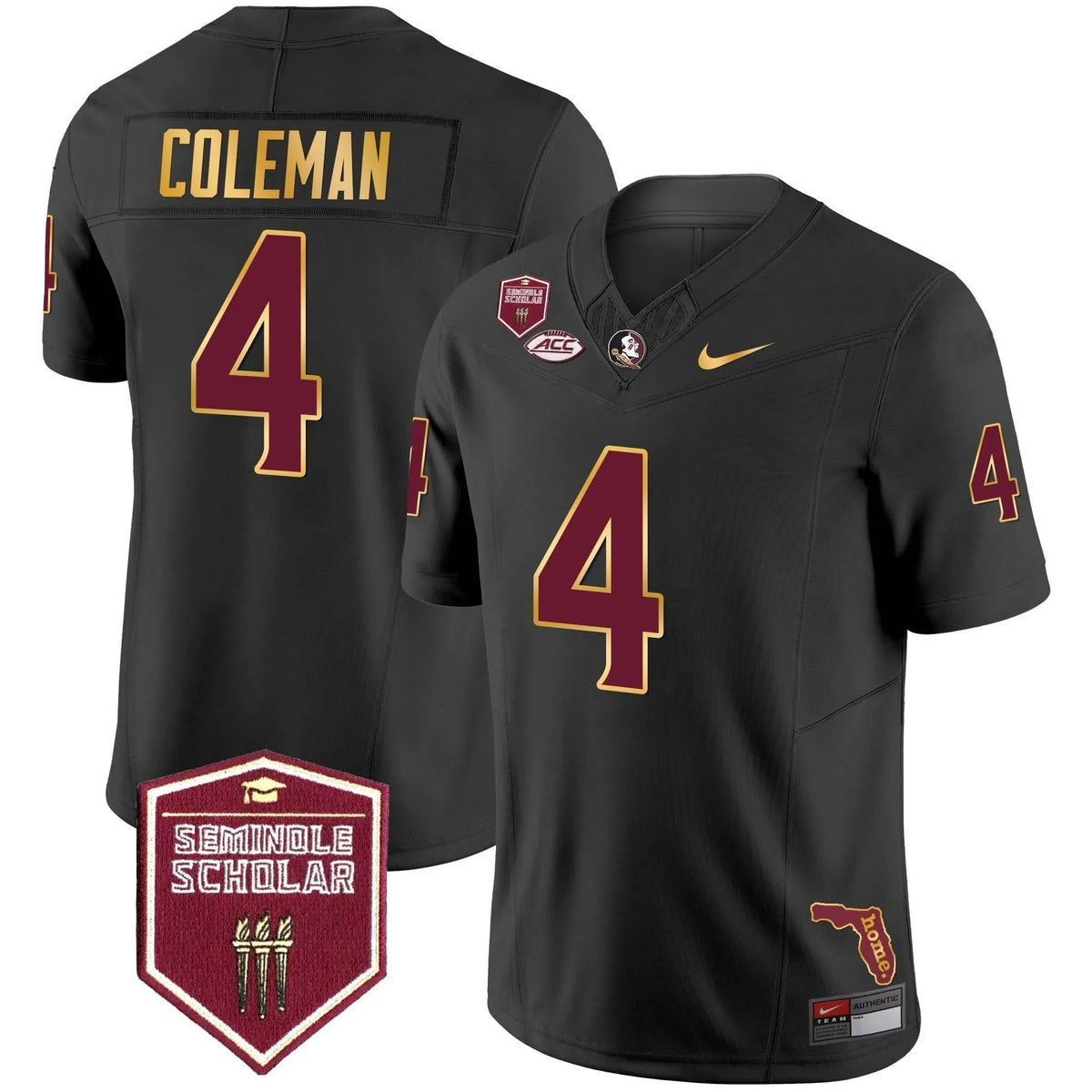 Personalized FSS Gold Trim Vapor Jersey - Black / Keon Coleman Stitched