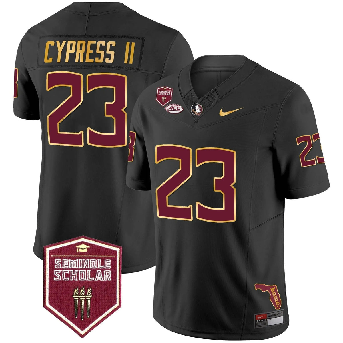 Personalized FSS Gold Trim Vapor Jersey - Black / Fentrell Cypress II Stitched