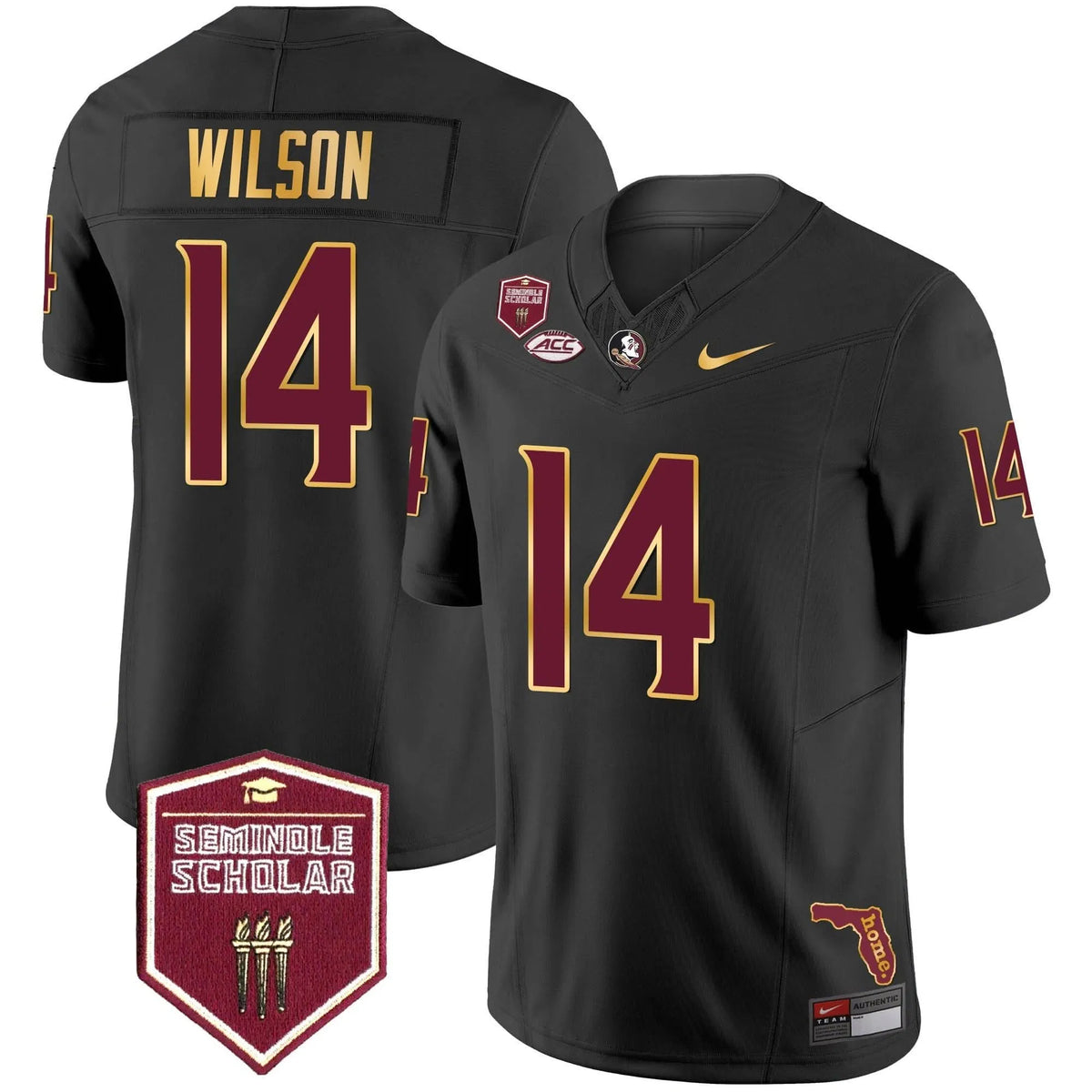Personalized FSS Gold Trim Vapor Jersey - Black / Johnny Wilson Stitched