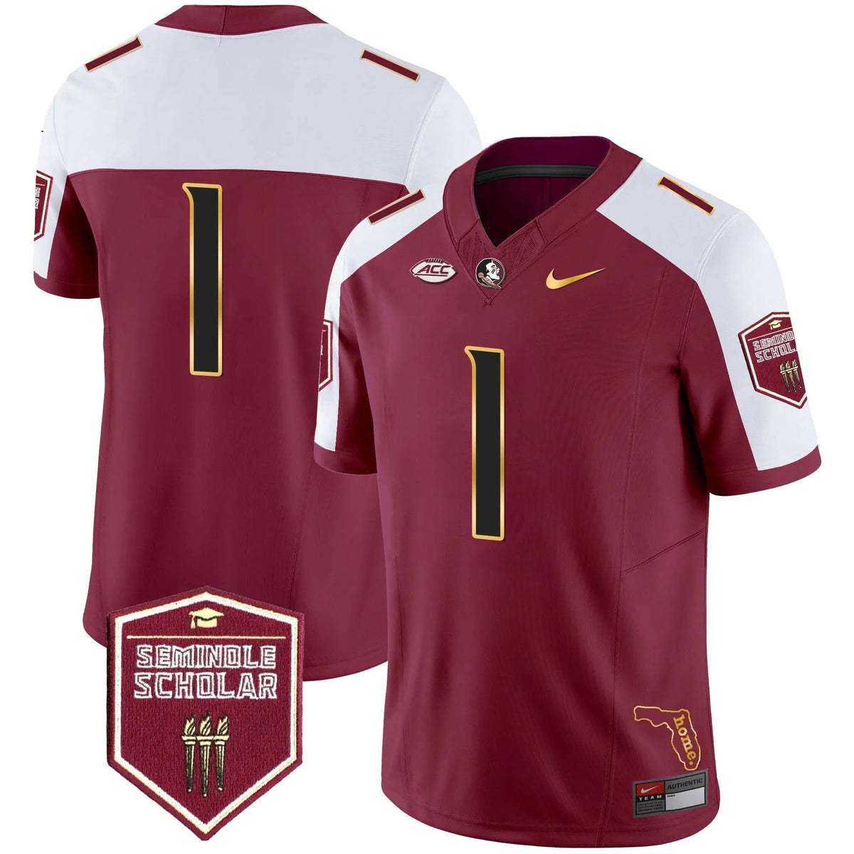 Personalized FSS Gold Trim Vapor Jersey - Garnet Alternate / #1 Team Stitched
