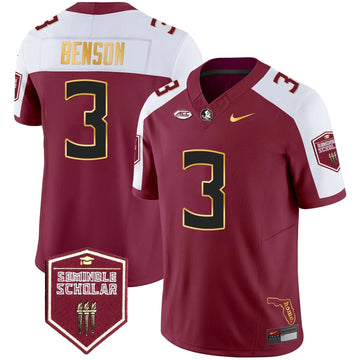 Personalized FSS Gold Trim Vapor Jersey - Garnet Alternate / Trey Benson Stitched
