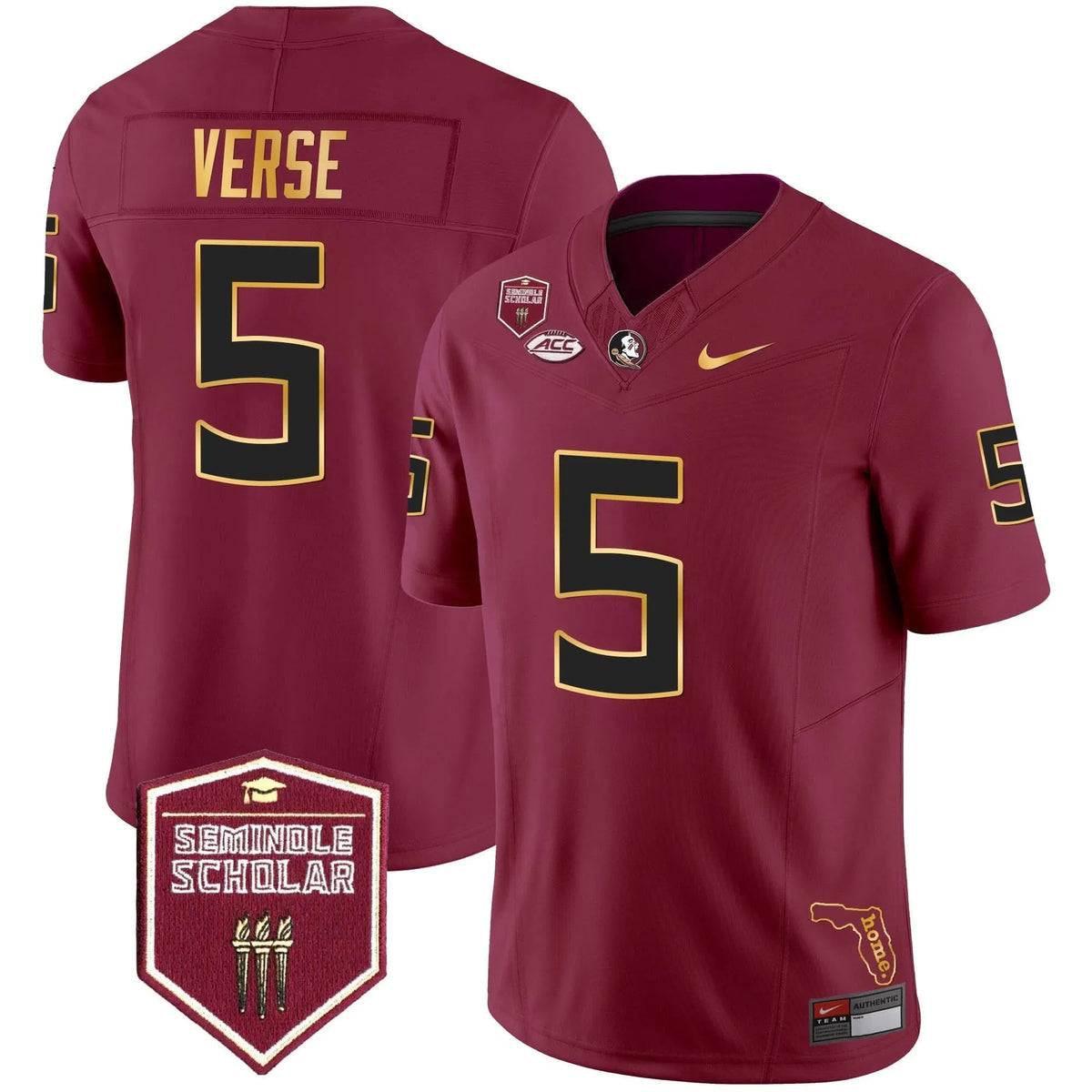 Personalized FSS Gold Trim Vapor Jersey - Garnet / Jared Verse Stitched