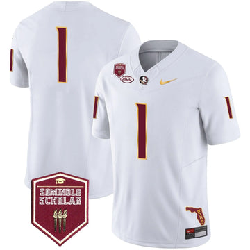 Personalized FSS Gold Trim Vapor Jersey - White / #1 Team Stitched