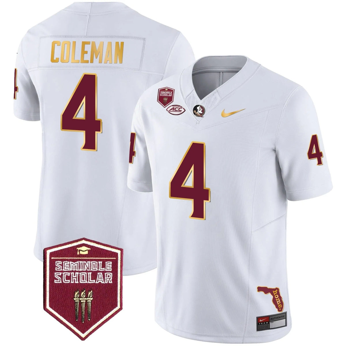 Personalized FSS Gold Trim Vapor Jersey - White / Keon Coleman Stitched