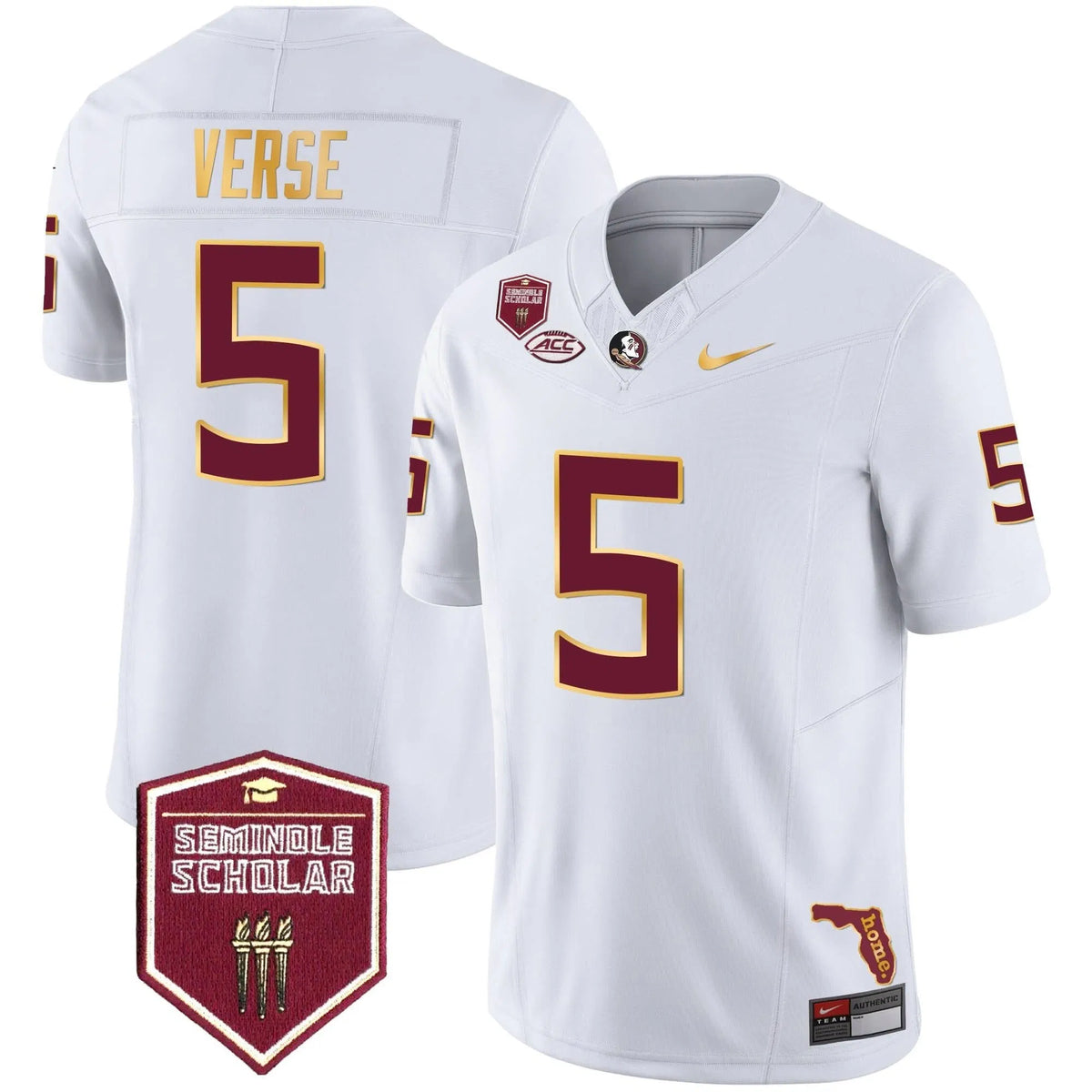 Personalized FSS Gold Trim Vapor Jersey - White / Jared Verse Stitched