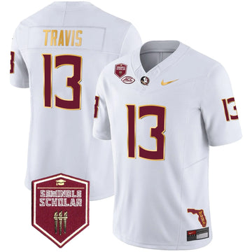 Personalized FSS Gold Trim Vapor Jersey - White / Jordan Travis Stitched