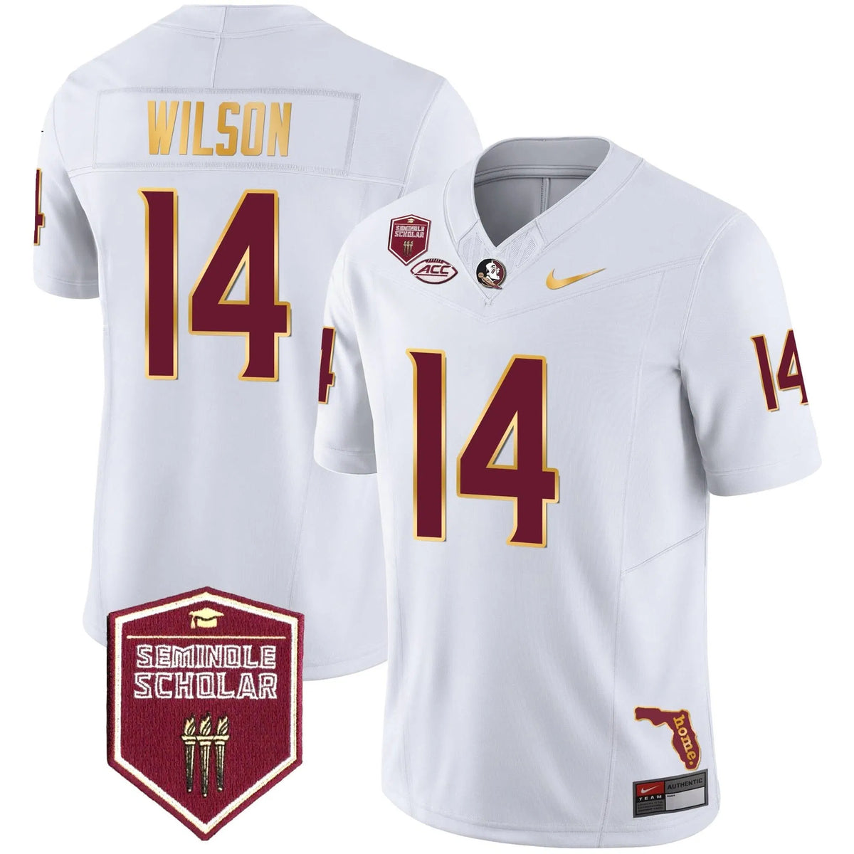 Personalized FSS Gold Trim Vapor Jersey - White / Johnny Wilson Stitched