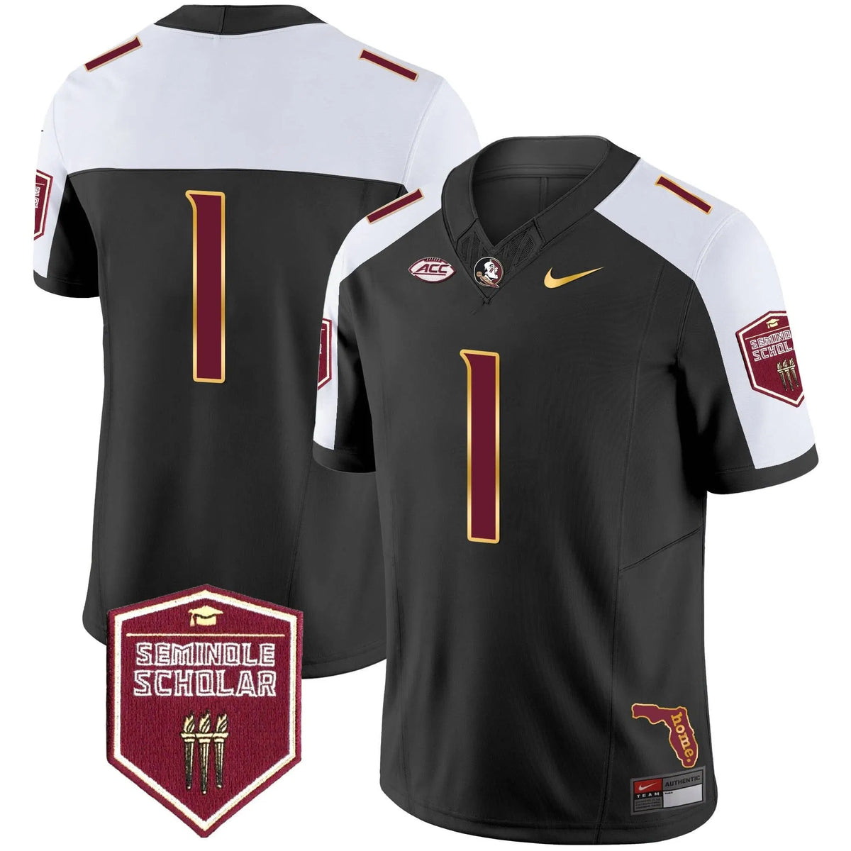 Personalized FSS Gold Trim Vapor Jersey - Black Alternate / #1 Team Stitched