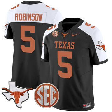 Personalized TL State Map & SEC Patch Vapor Jersey V2 - Black Alternate / Bijan Robinson Stitched