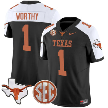 Personalized TL State Map & SEC Patch Vapor Jersey V2 - Black Alternate / Xavier Worthy Stitched