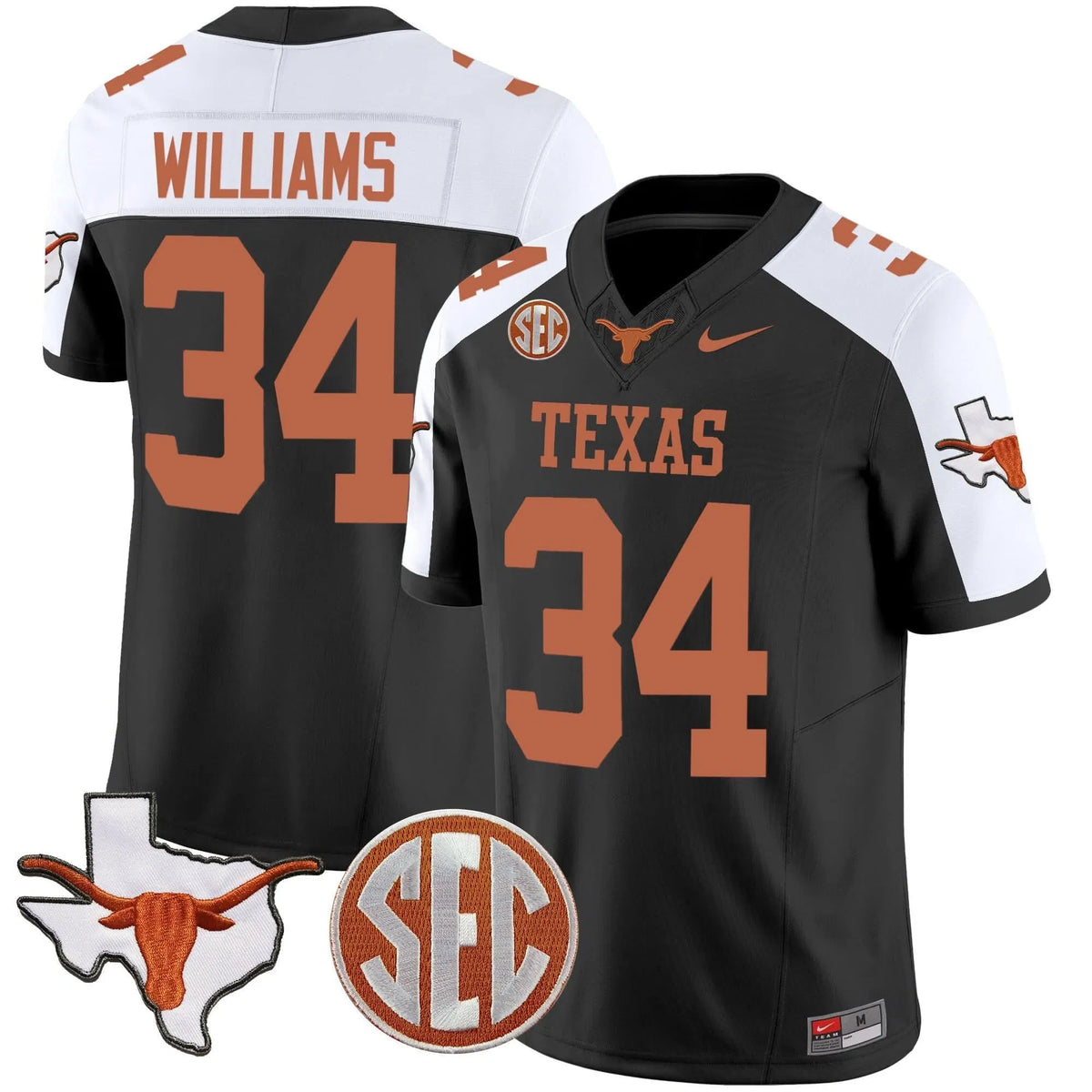 Personalized TL State Map & SEC Patch Vapor Jersey V2 - Black Alternate / Ricky Williams Stitched