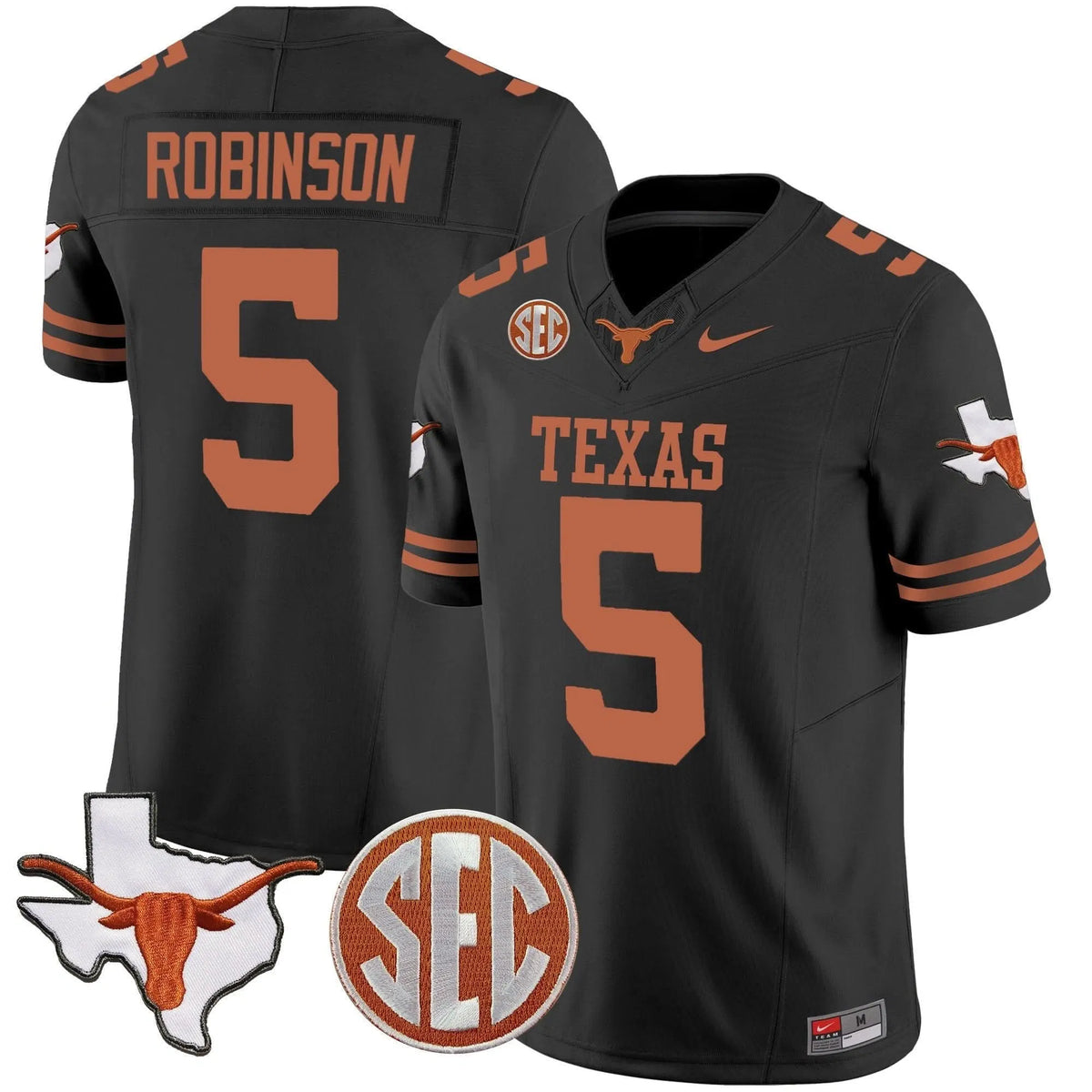 Personalized TL State Map & SEC Patch Vapor Jersey V2 - Black / Bijan Robinson Stitched