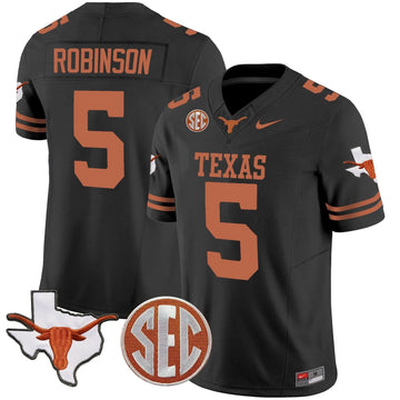 Personalized TL State Map & SEC Patch Vapor Jersey V2 - Black / Bijan Robinson Stitched