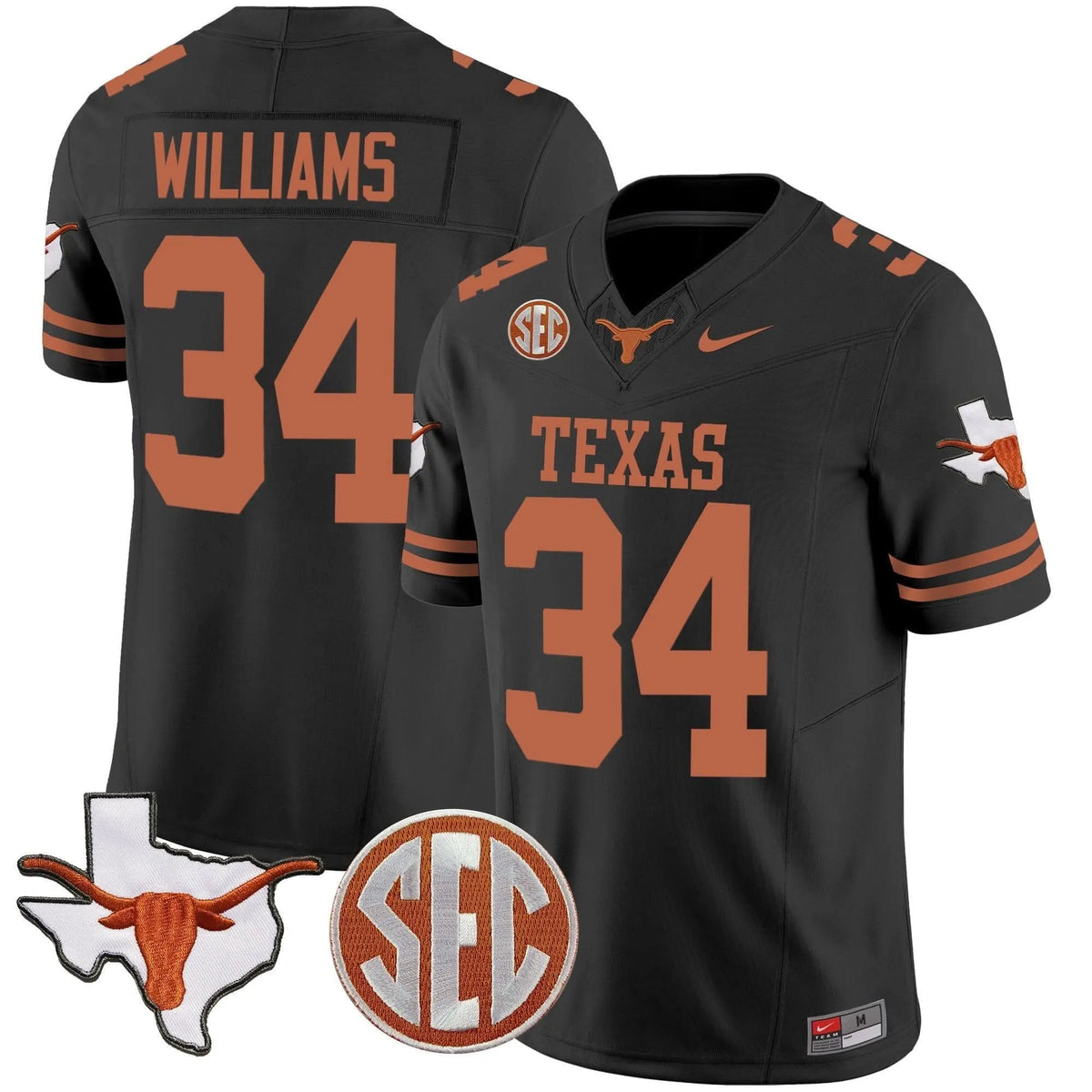 Personalized TL State Map & SEC Patch Vapor Jersey V2 - Black / Ricky Williams Stitched