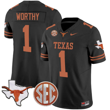 Personalized TL State Map & SEC Patch Vapor Jersey V2 - Black / Xavier Worthy Stitched
