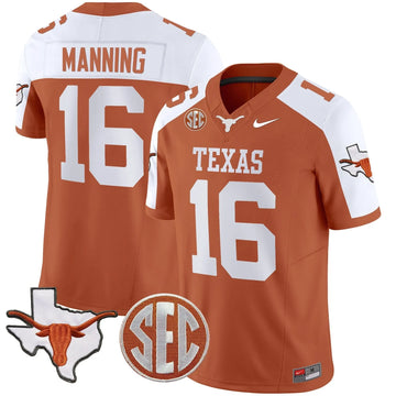 Personalized TL State Map & SEC Patch Vapor Jersey V2 - Orange Alternate / Arch Manning Stitched