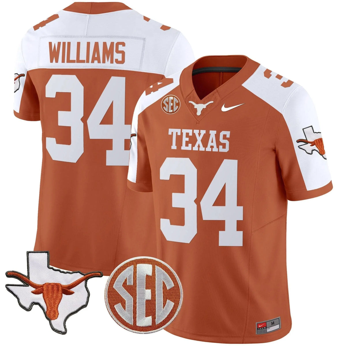 Personalized TL State Map & SEC Patch Vapor Jersey V2 - Orange Alternate / Ricky Williams Stitched