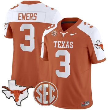 Personalized TL State Map & SEC Patch Vapor Jersey V2 - Orange Alternate / Quinn Ewers Stitched