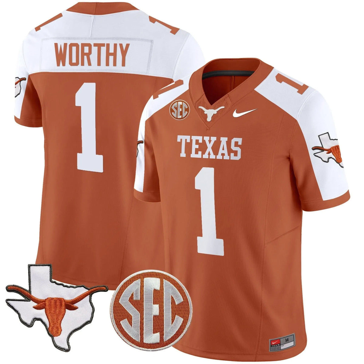 Personalized TL State Map & SEC Patch Vapor Jersey V2 - Orange Alternate / Xavier Worthy Stitched