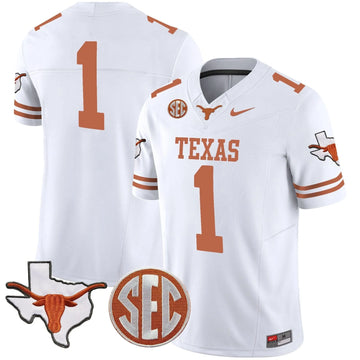 Personalized TL State Map & SEC Patch Vapor Jersey V2 - White / #1 Team Stitched