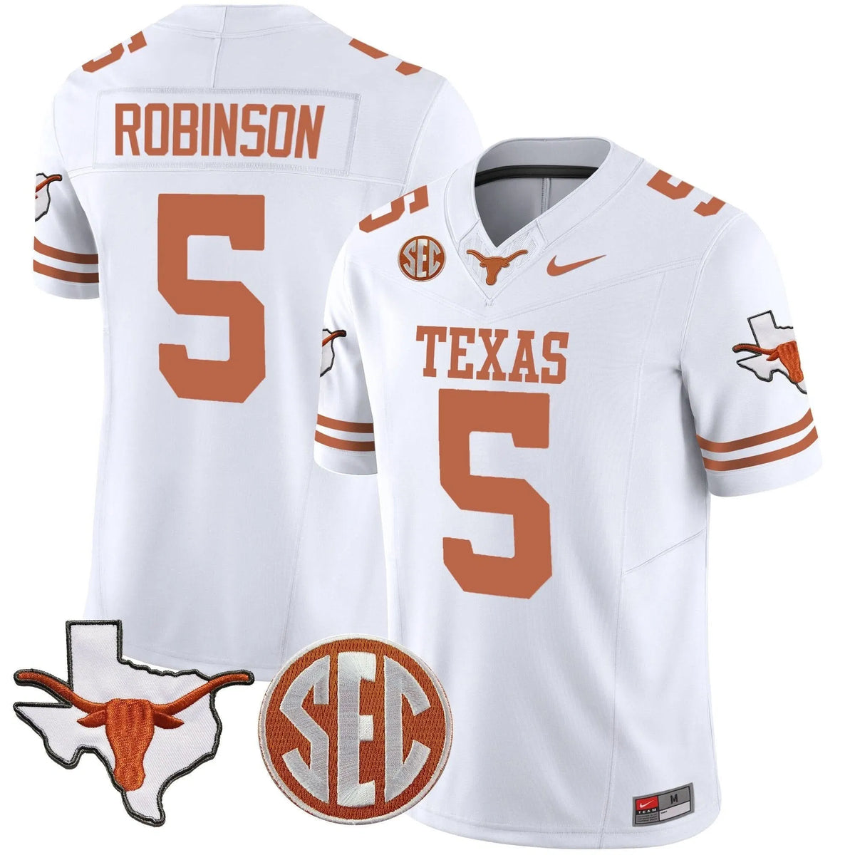 Personalized TL State Map & SEC Patch Vapor Jersey V2 - White / Bijan Robinson Stitched