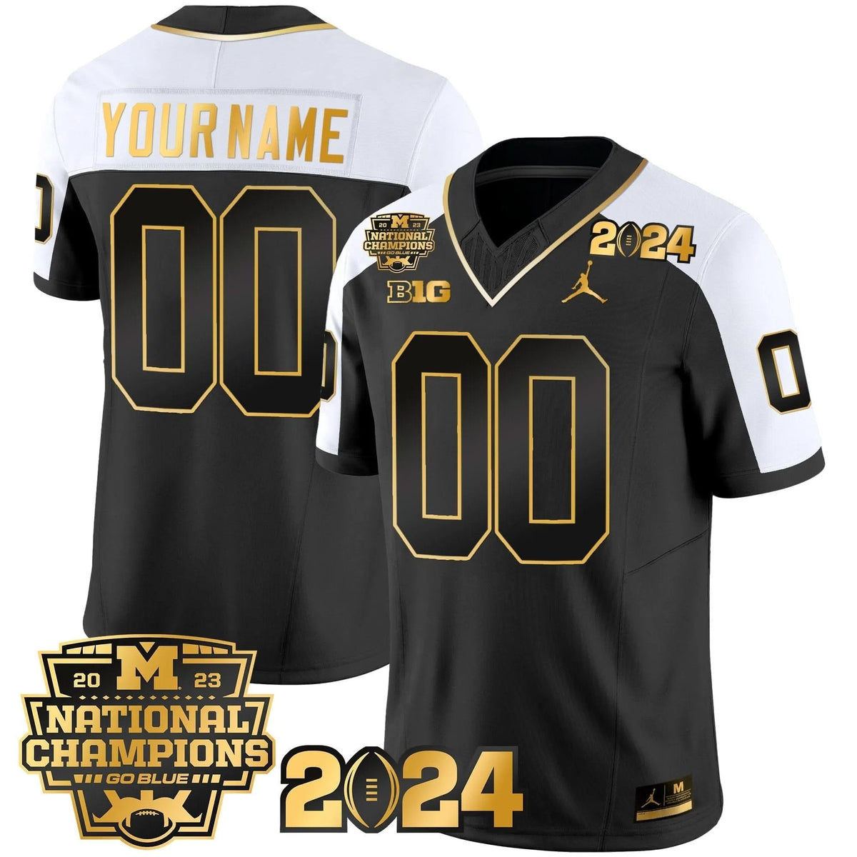 Personalized MW 2023 National Champions Patch Gold Vapor Custom Jersey - Alternate Stitched