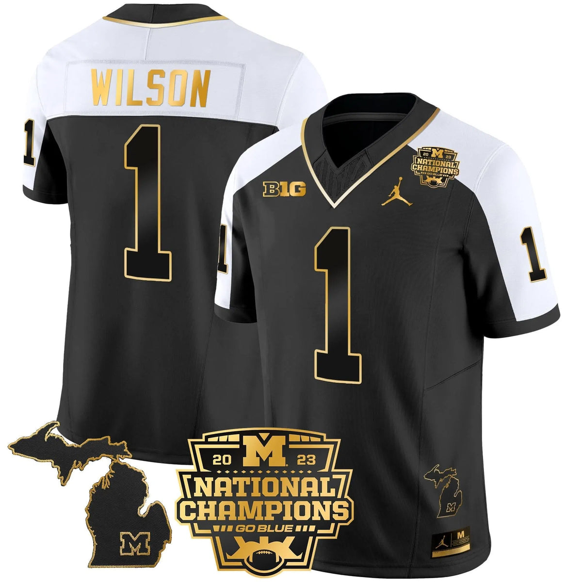 Personalized MW 2023 National Champions Patch Gold Vapor Jersey V3 - Alternate / Roman Wilson Stitched