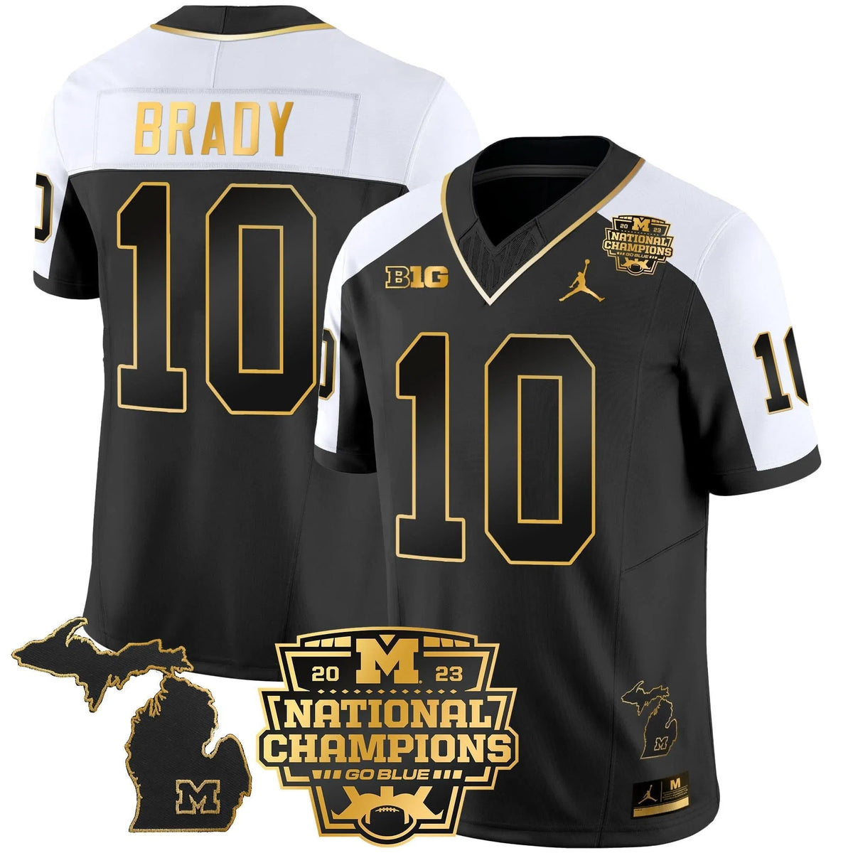Personalized MW 2023 National Champions Patch Gold Vapor Jersey V3 - Alternate / Tom Brady Stitched