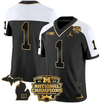 Personalized MW 2023 National Champions Patch Gold Vapor Jersey V3 - Alternate / #1 Team Stitched