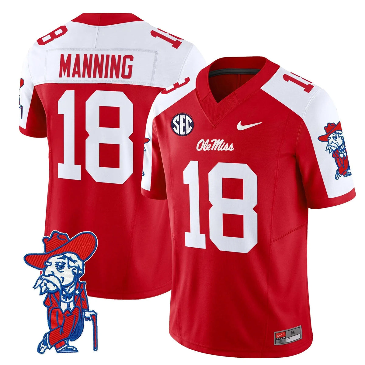 Personalized OMB 2026 Vapor Limited Jersey V2 - Red Alternate / Archie Manning Stitched