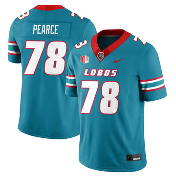 Personalized UNM Lobo Football 2026 Jersey - Turquoise / Richard Pearce - 78 Stitched