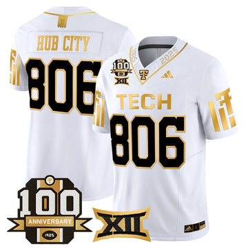 Personalized TTU 2026 Gold Vapor Limited Jersey - 100th Anniversary Patch - White Gold / Hub City 806 Stitched