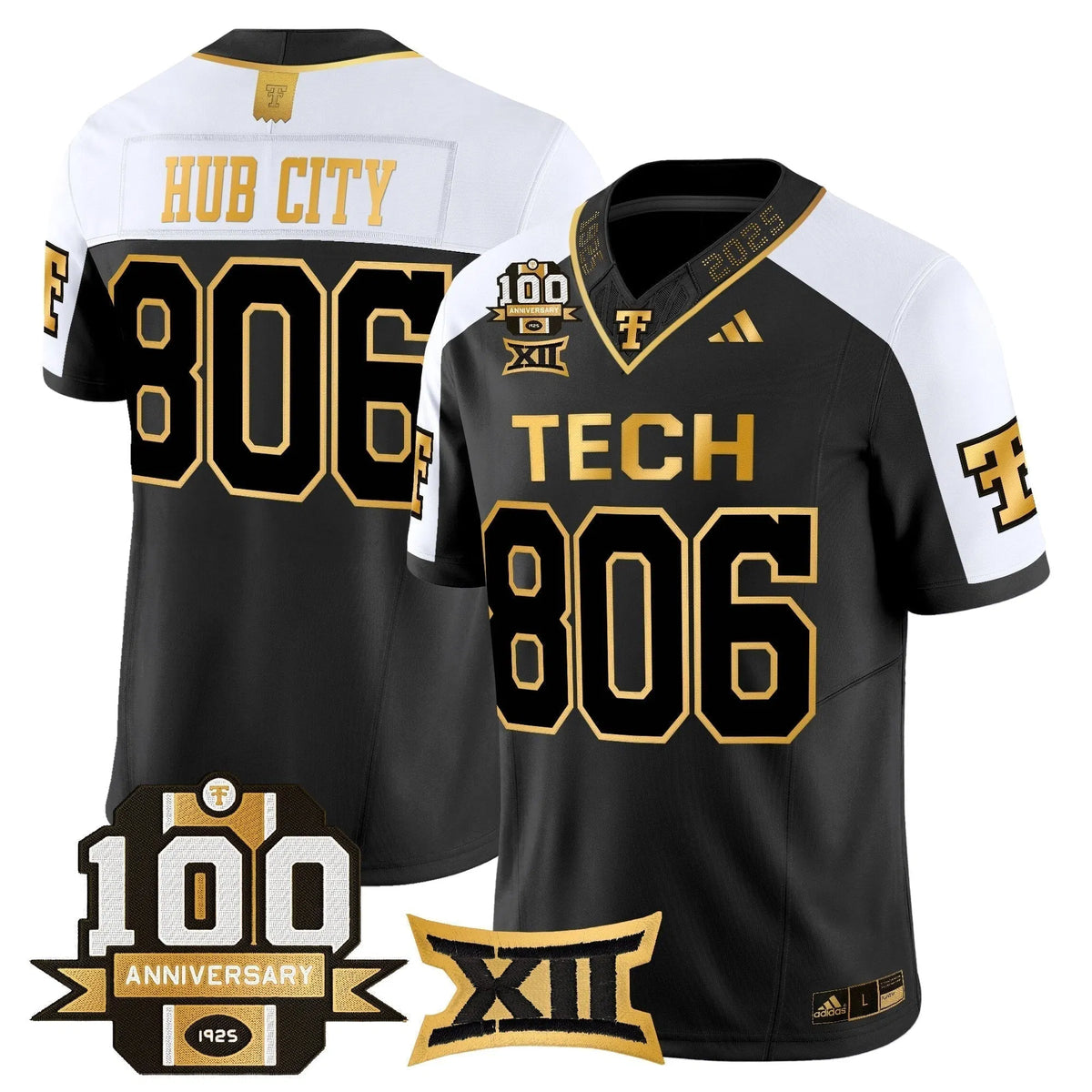 Personalized TTU 2026 Gold Vapor Limited Jersey - 100th Anniversary Patch - Alternate / Hub City 806 Stitched